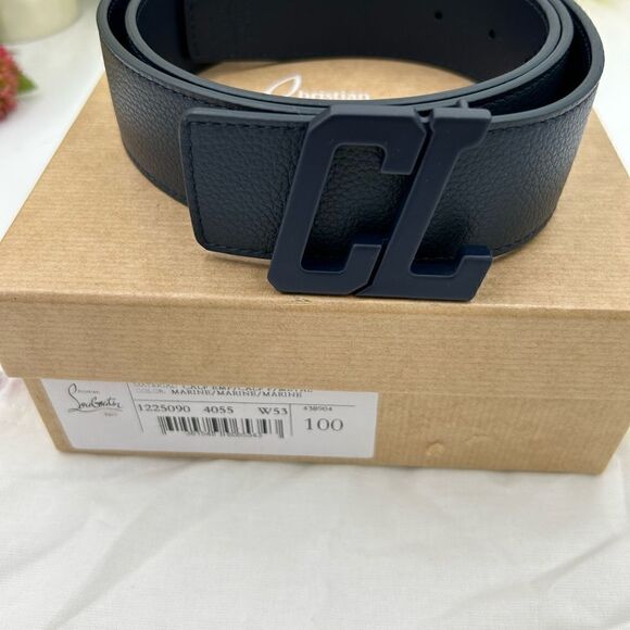 SOLD Men’s Christian Louboutin happy RUI  CL logo leather belt size 100 cm Italy - Picture 4 of 9